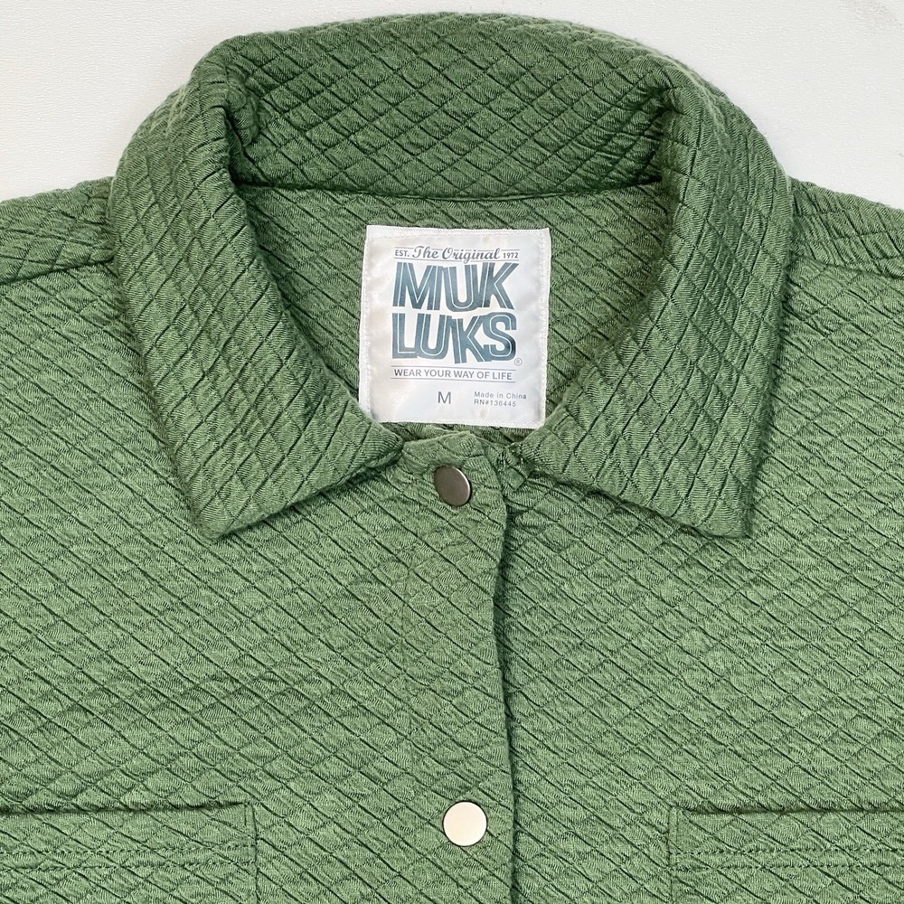 Muk Lucks Quilted Snap Button Jacket • Medium Green